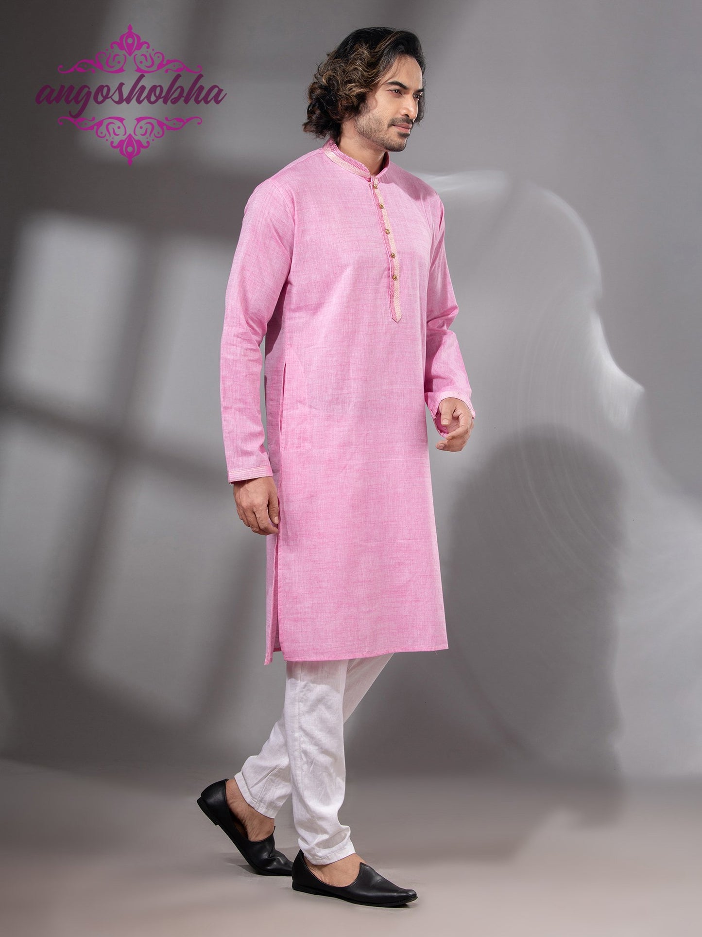 Blush Pink Cotton Men's Punjabi