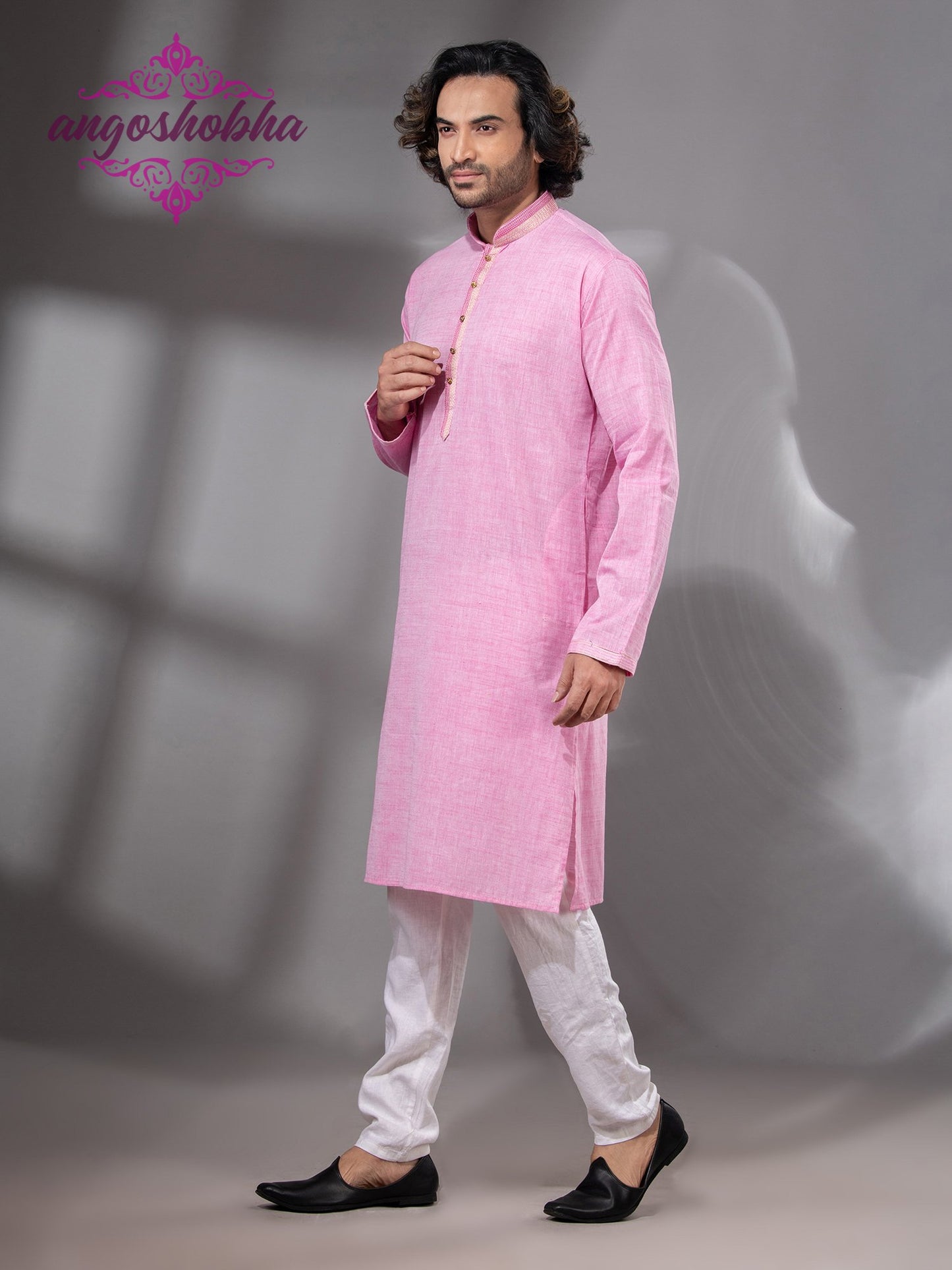 Blush Pink Cotton Men's Punjabi