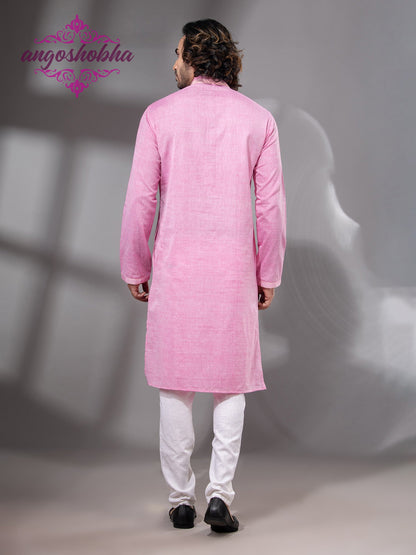 Blush Pink Cotton Men's Punjabi