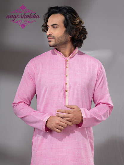 Blush Pink Cotton Men's Punjabi