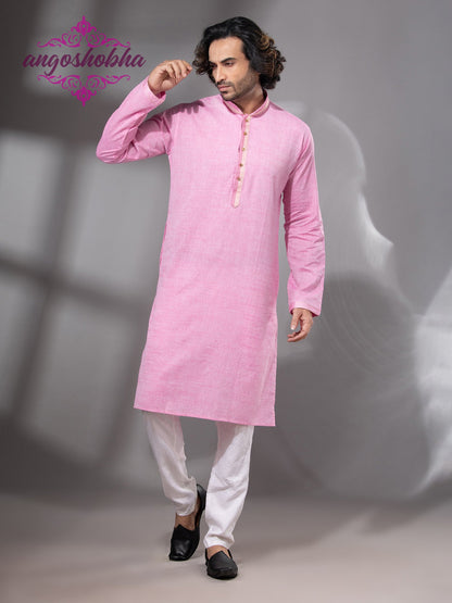 Blush Pink Cotton Men's Punjabi