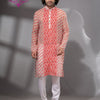 Red Cotton Jamdadi Men's Punjabi