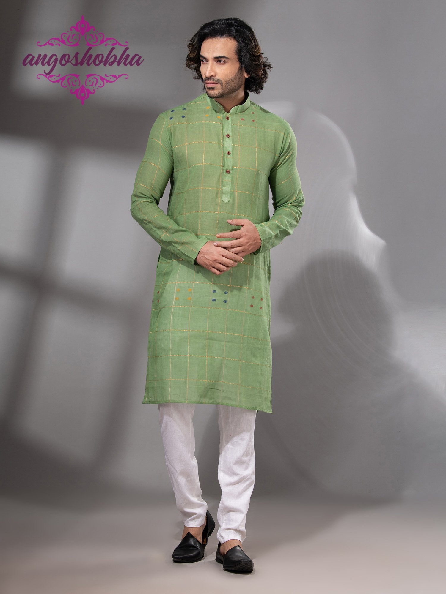 Olive Green Cotton Men's Punjabi