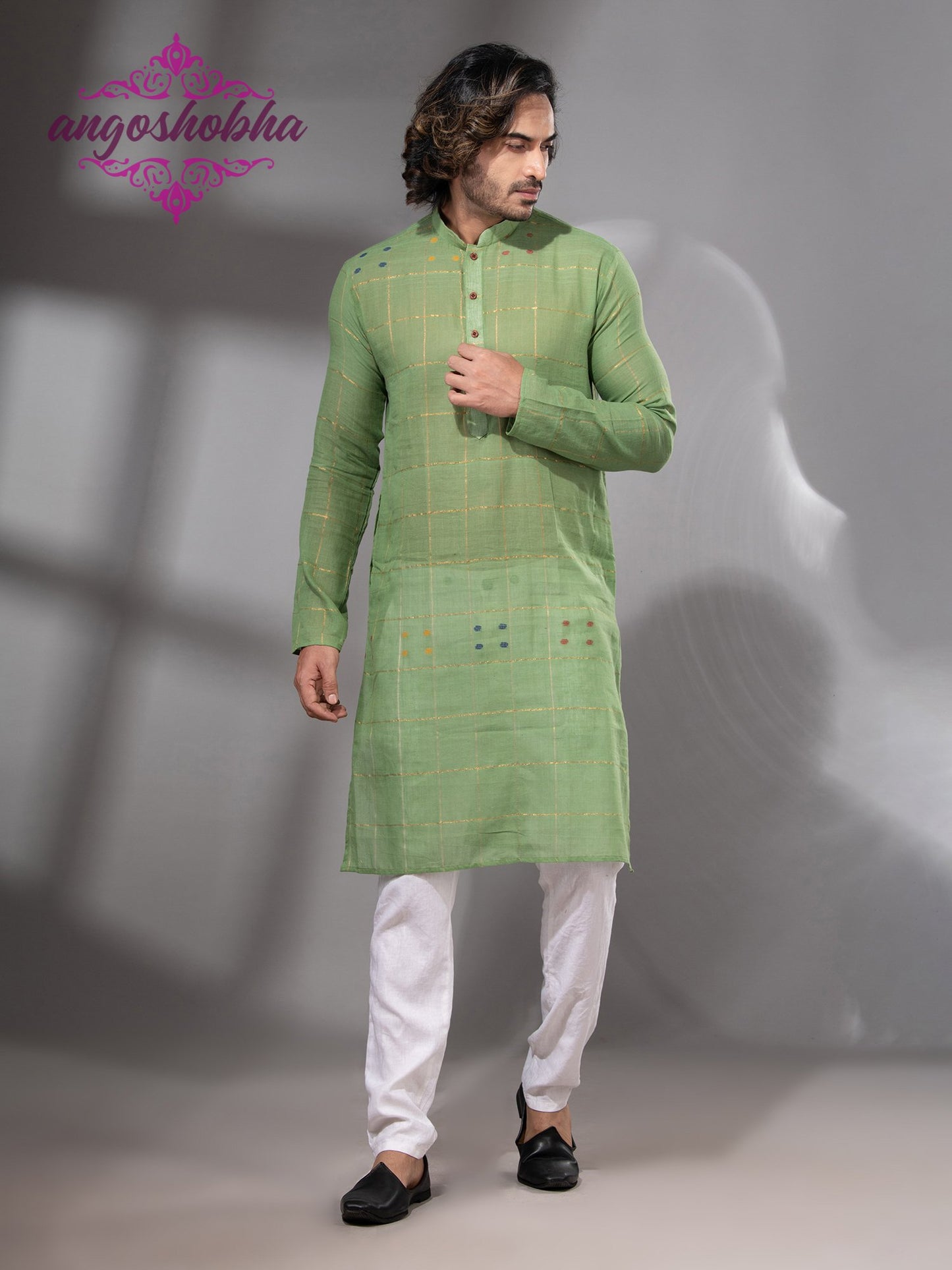 Olive Green Cotton Men's Punjabi