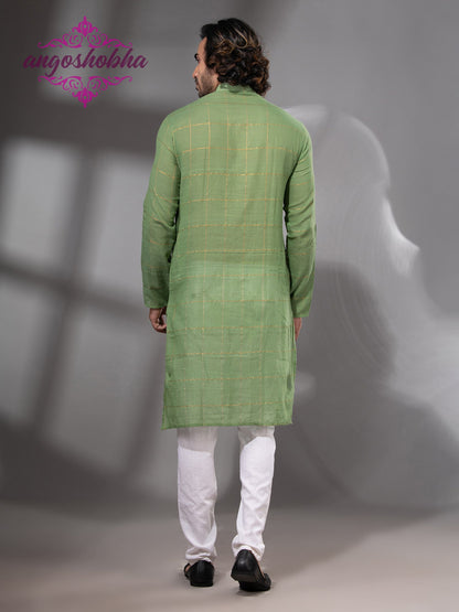 Olive Green Cotton Men's Punjabi