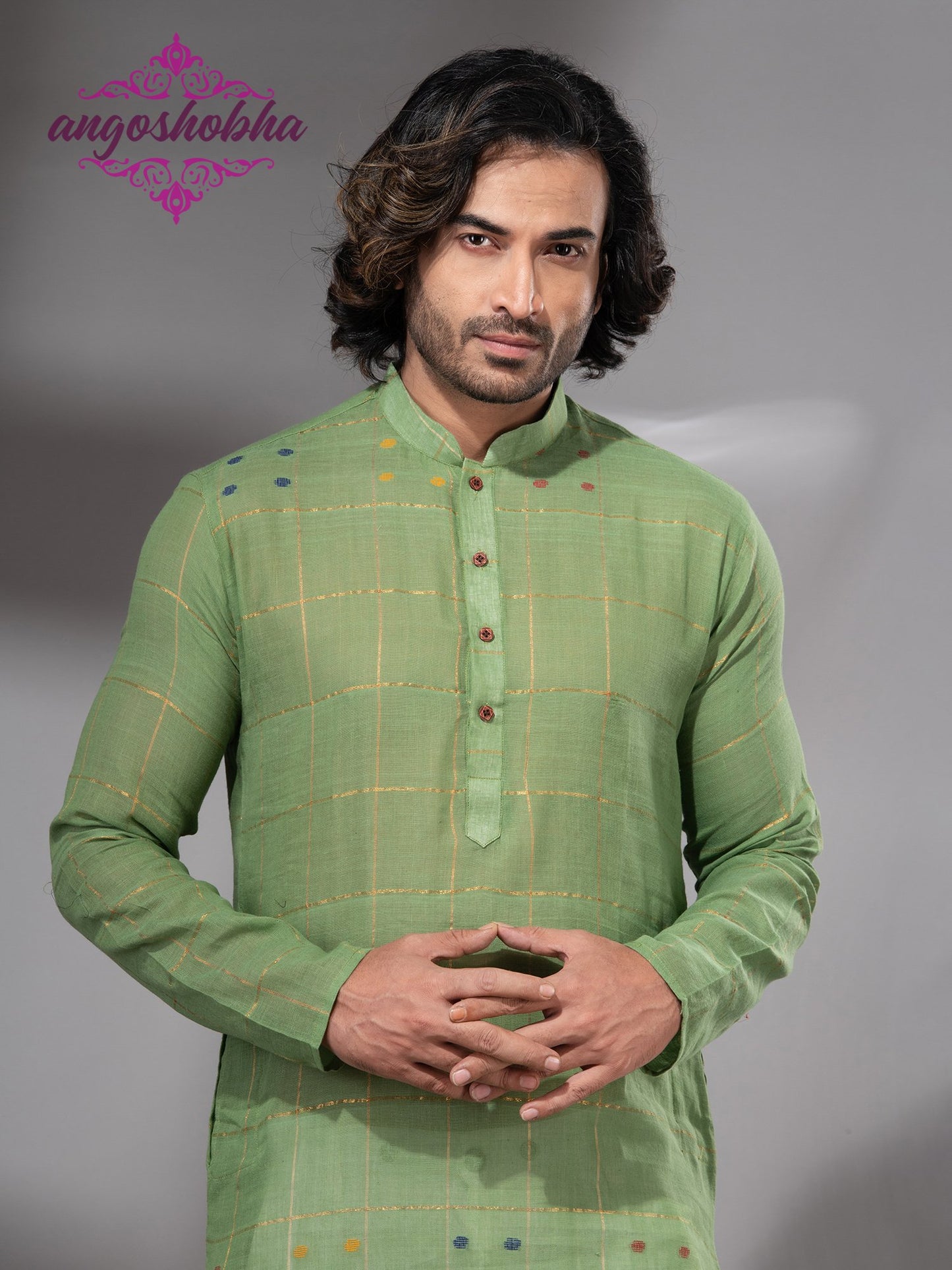 Olive Green Cotton Men's Punjabi