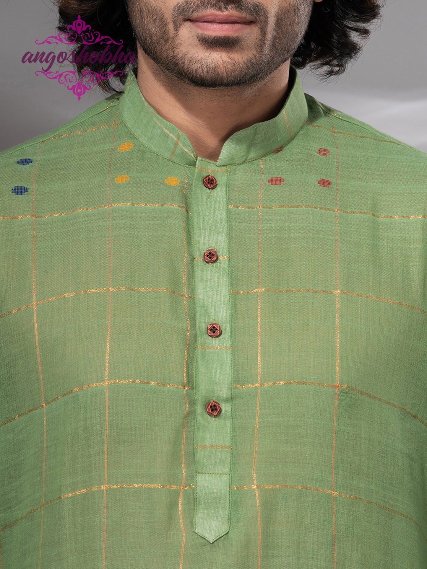 Olive Green Cotton Men's Punjabi