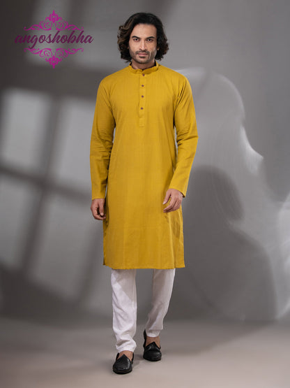 Sunflower Yellow Cotton Men's Punjabi