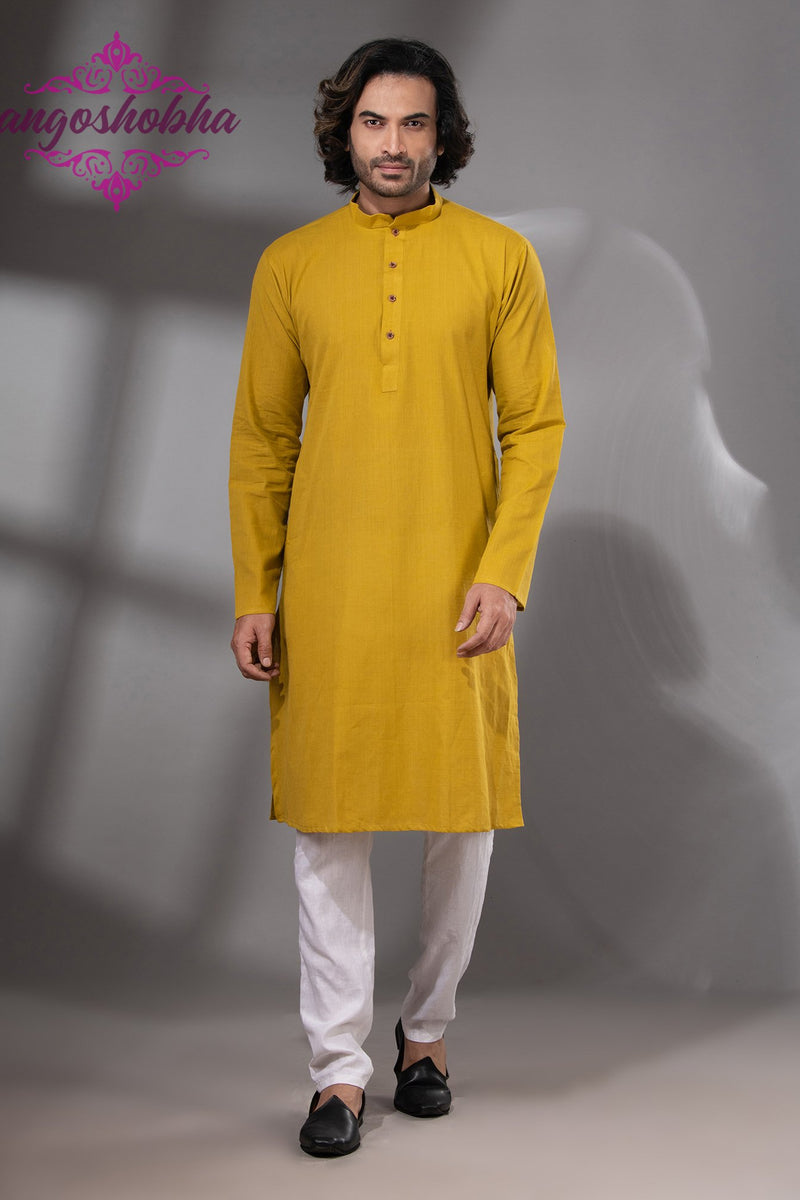 Sunflower Yellow Cotton Men's Punjabi