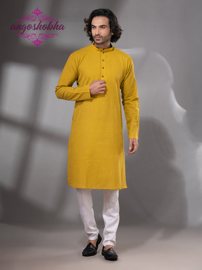 Sunflower Yellow Cotton Men's Punjabi