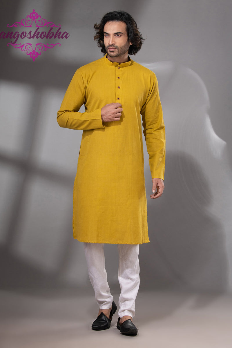 Sunflower Yellow Cotton Men's Punjabi