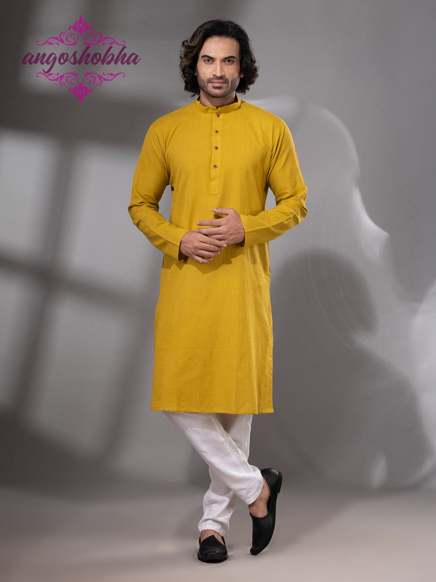 Sunflower Yellow Cotton Men's Punjabi