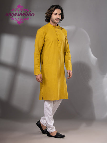 Sunflower Yellow Cotton Men's Punjabi