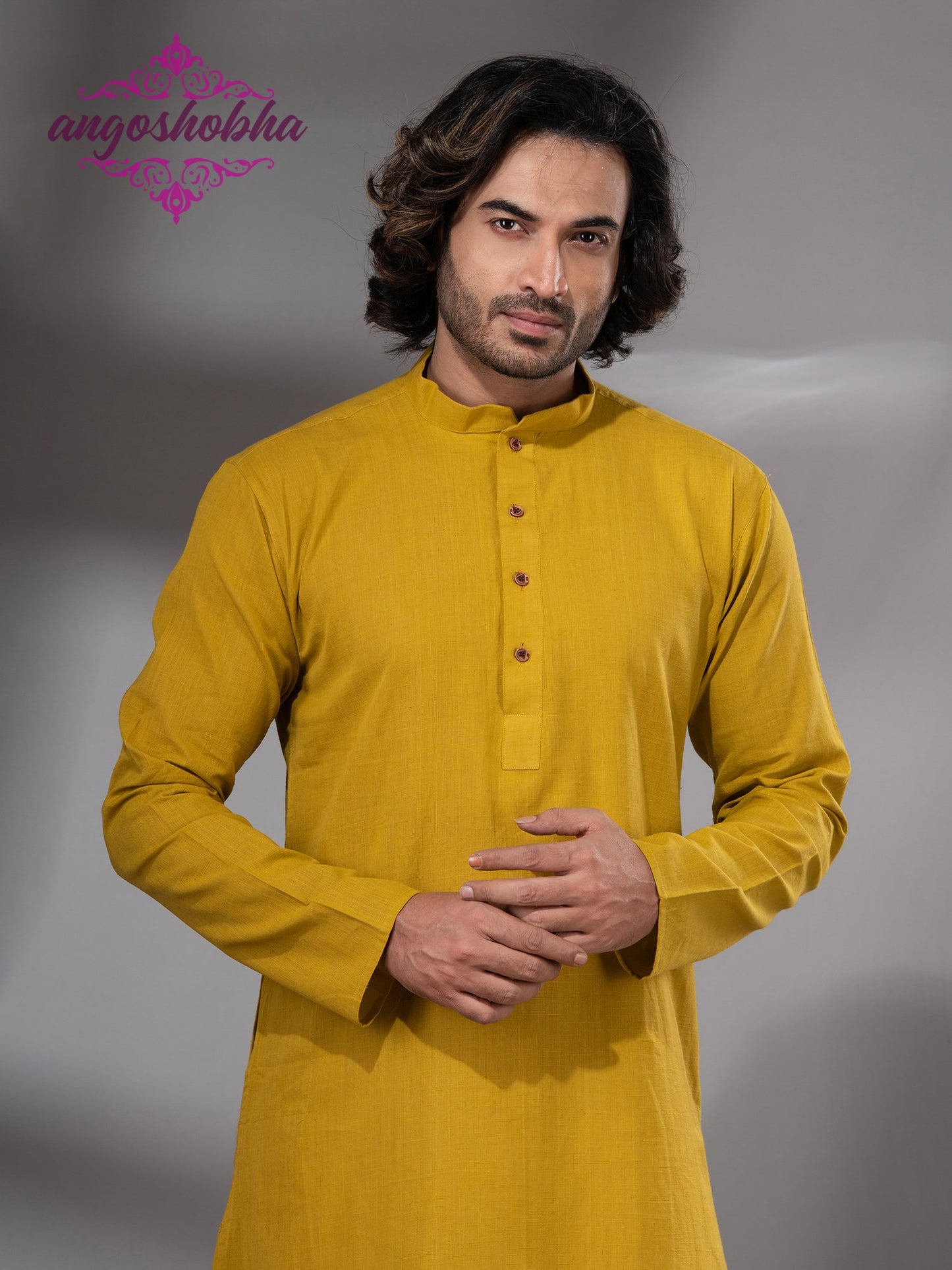 Sunflower Yellow Cotton Men's Punjabi