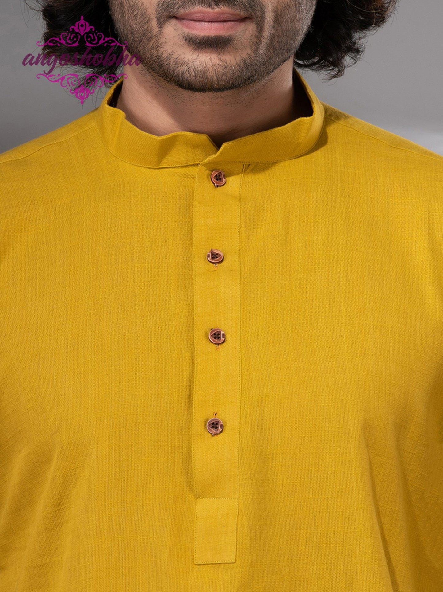 Sunflower Yellow Cotton Men's Punjabi