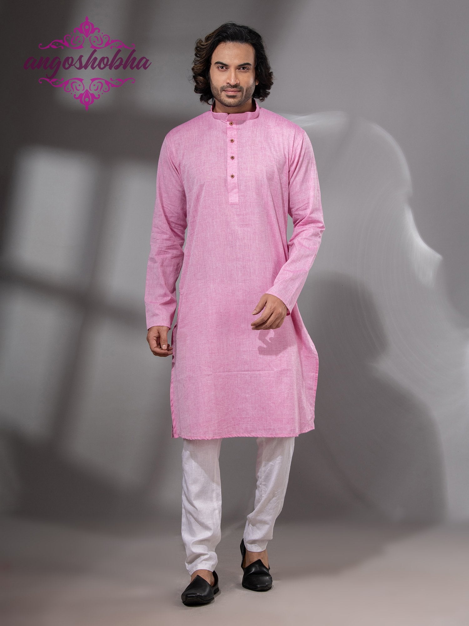 Blush Pink Cotton Men's Punjabi