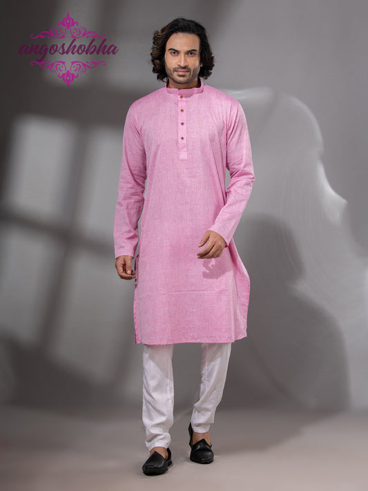 Blush Pink Cotton Men's Punjabi