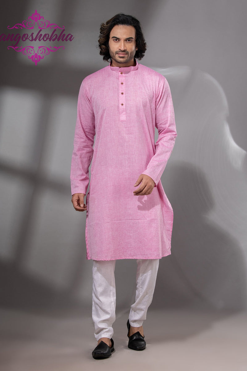 Blush Pink Cotton Men's Punjabi