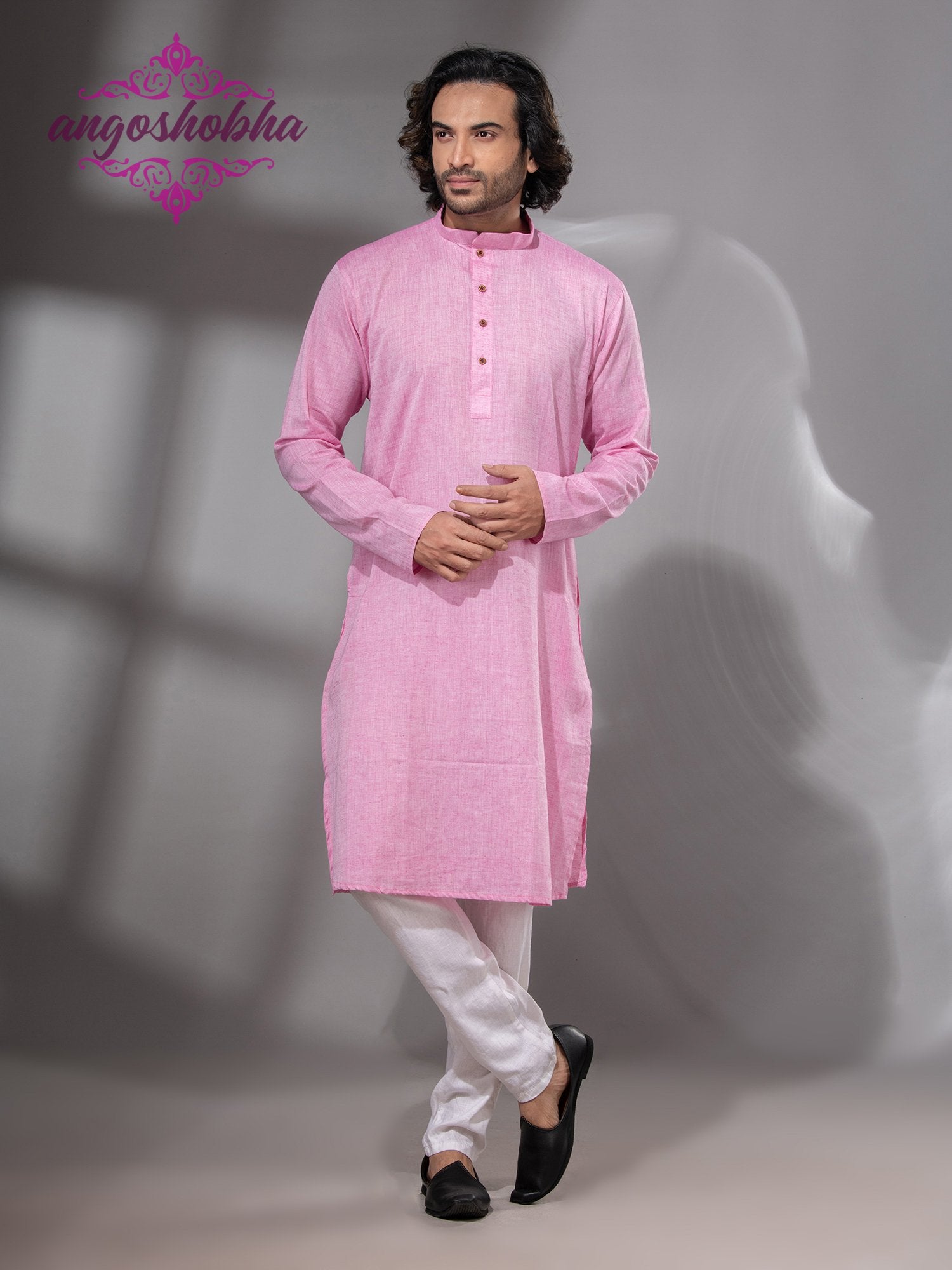 Blush Pink Cotton Men's Punjabi
