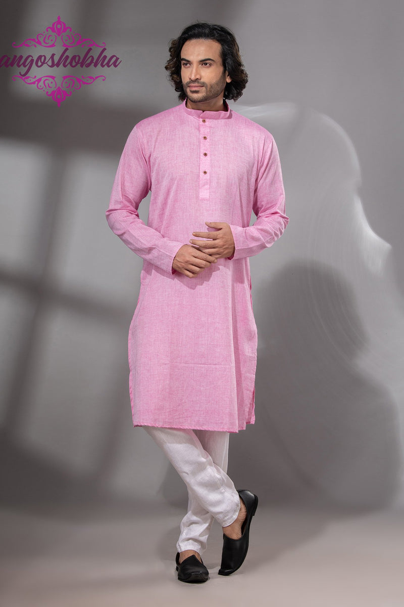 Blush Pink Cotton Men's Punjabi