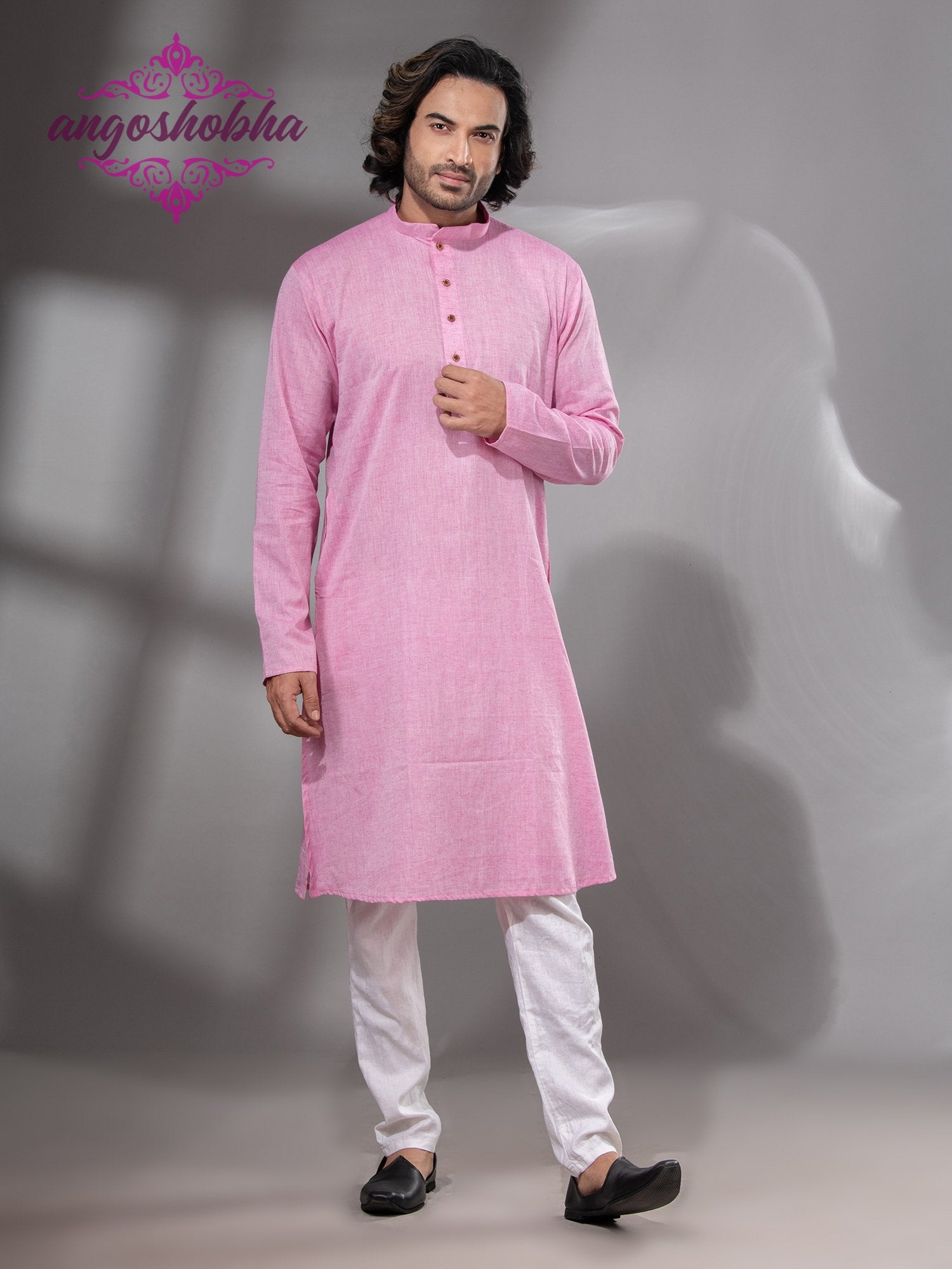 Blush Pink Cotton Men's Punjabi