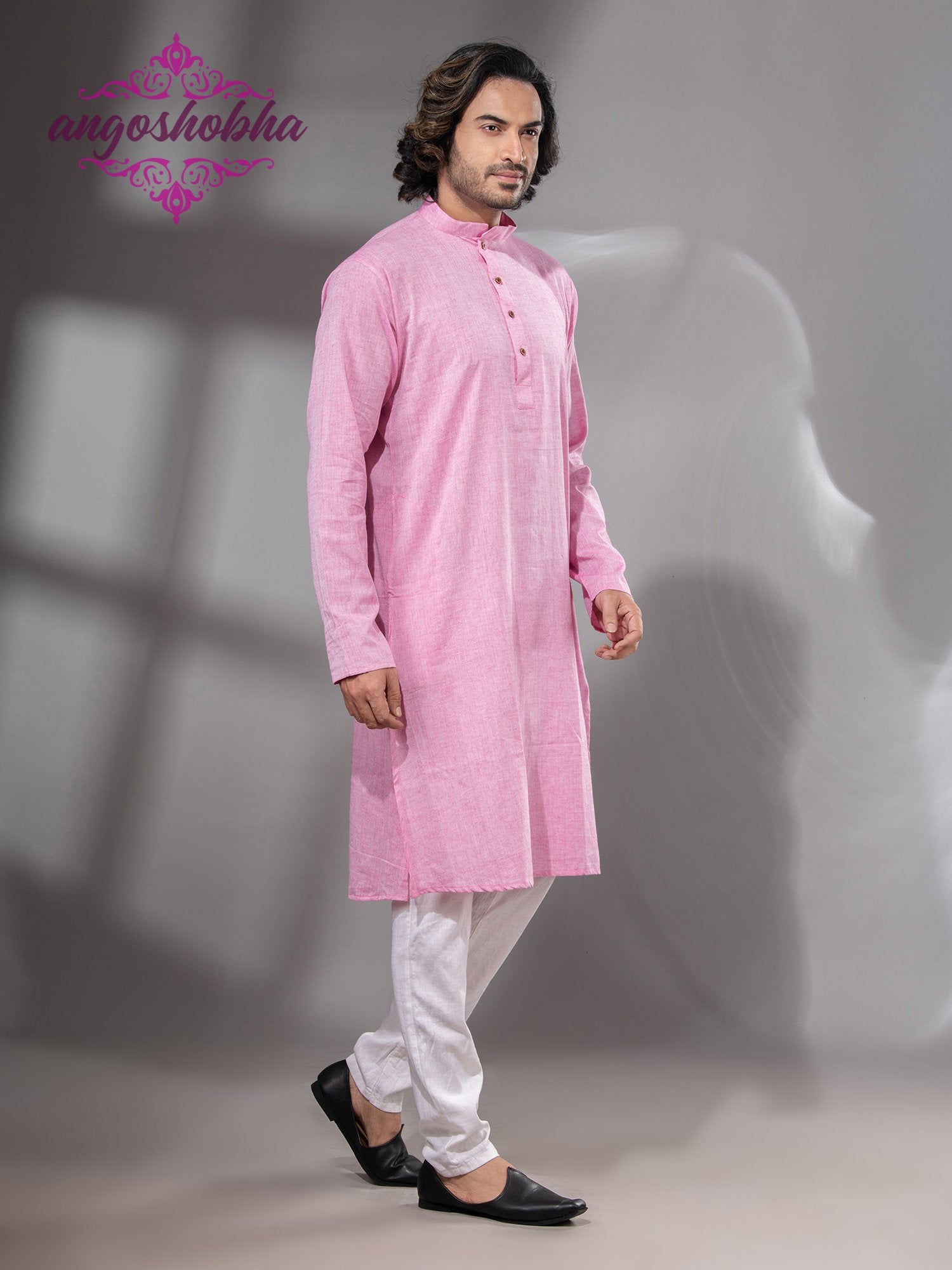 Blush Pink Cotton Men's Punjabi