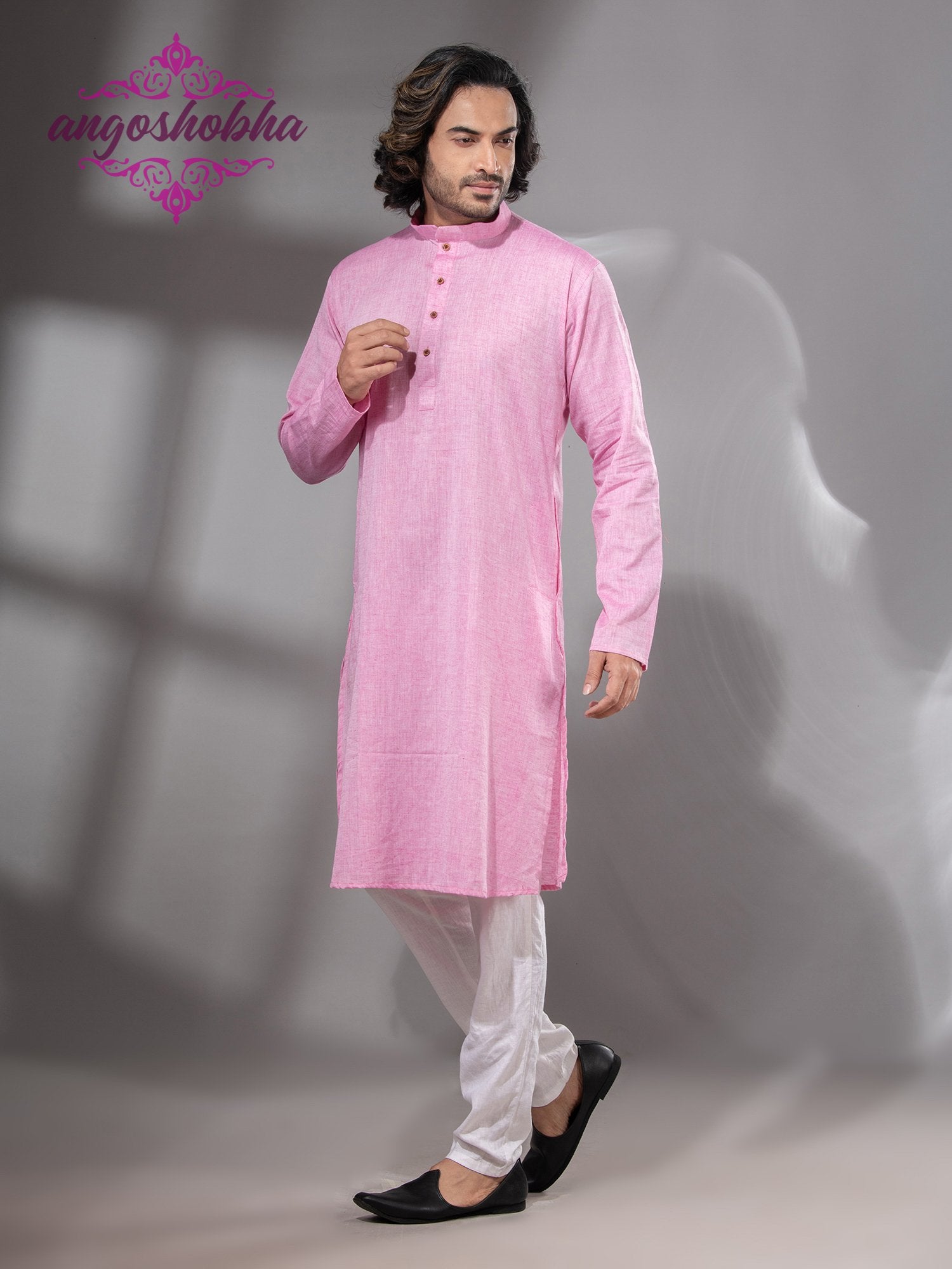Blush Pink Cotton Men's Punjabi