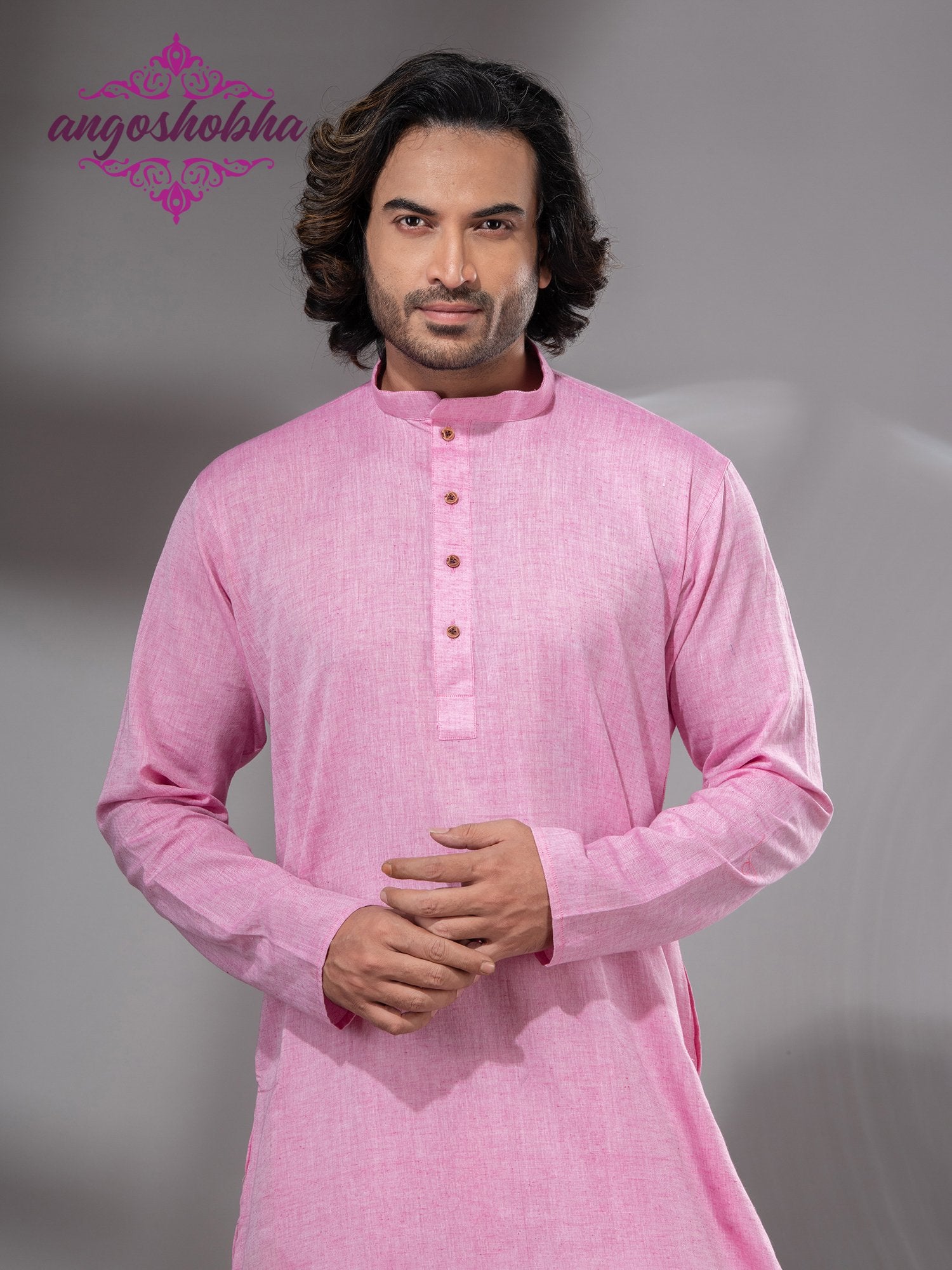 Blush Pink Cotton Men's Punjabi