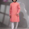 Peach Pink Cotton Men's Punjabi