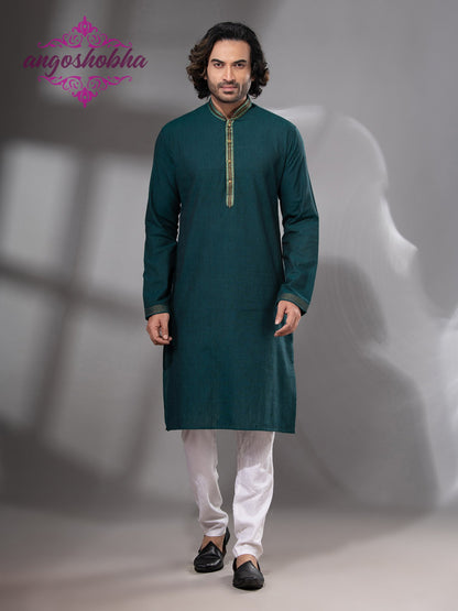 Bottle Green Cotton Men's Punjabi