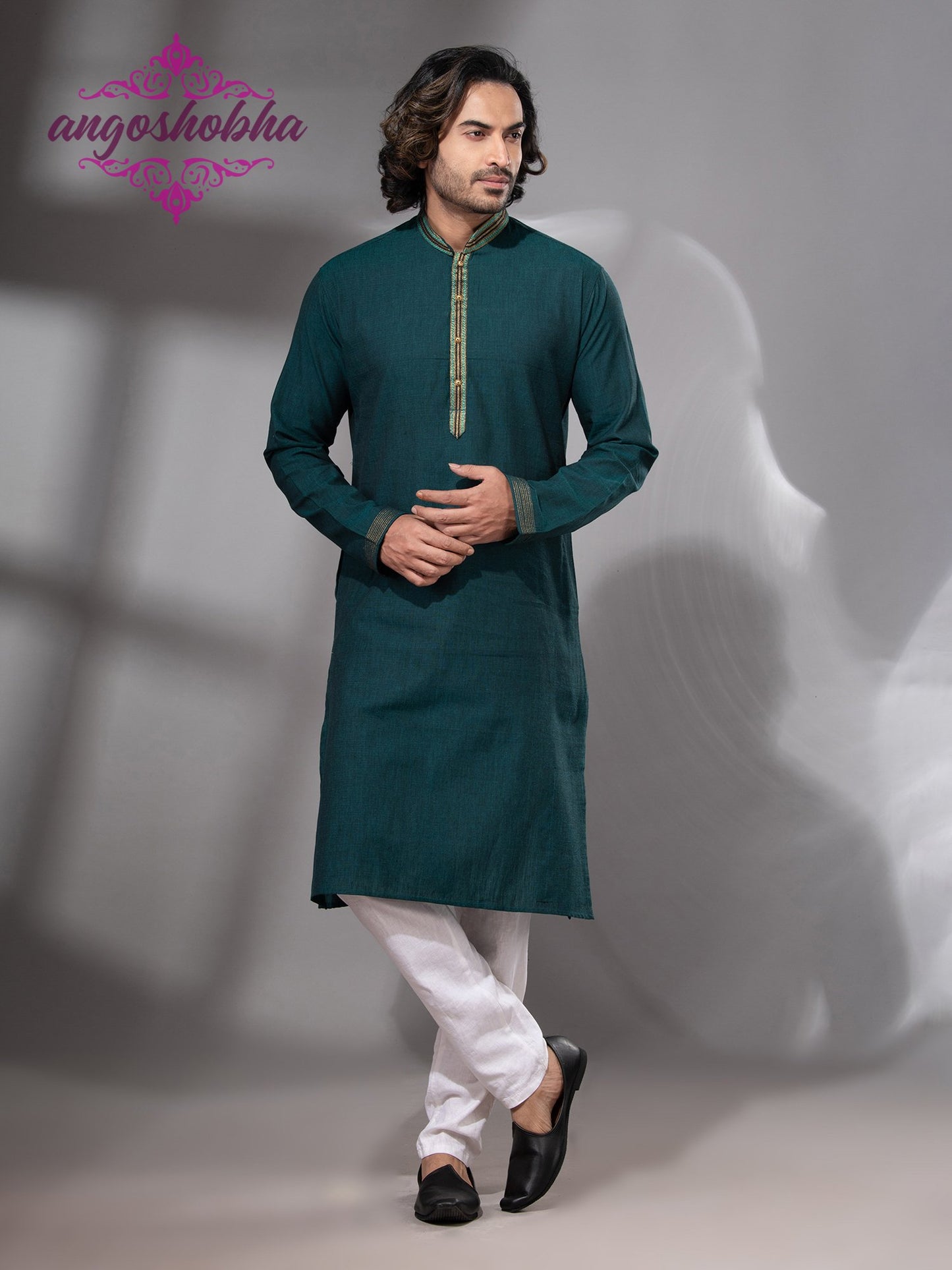 Bottle Green Cotton Men's Punjabi