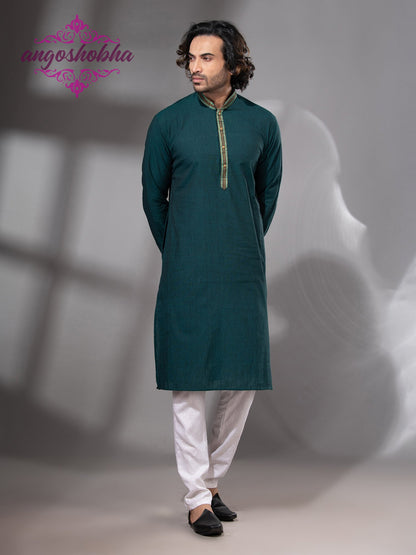 Bottle Green Cotton Men's Punjabi