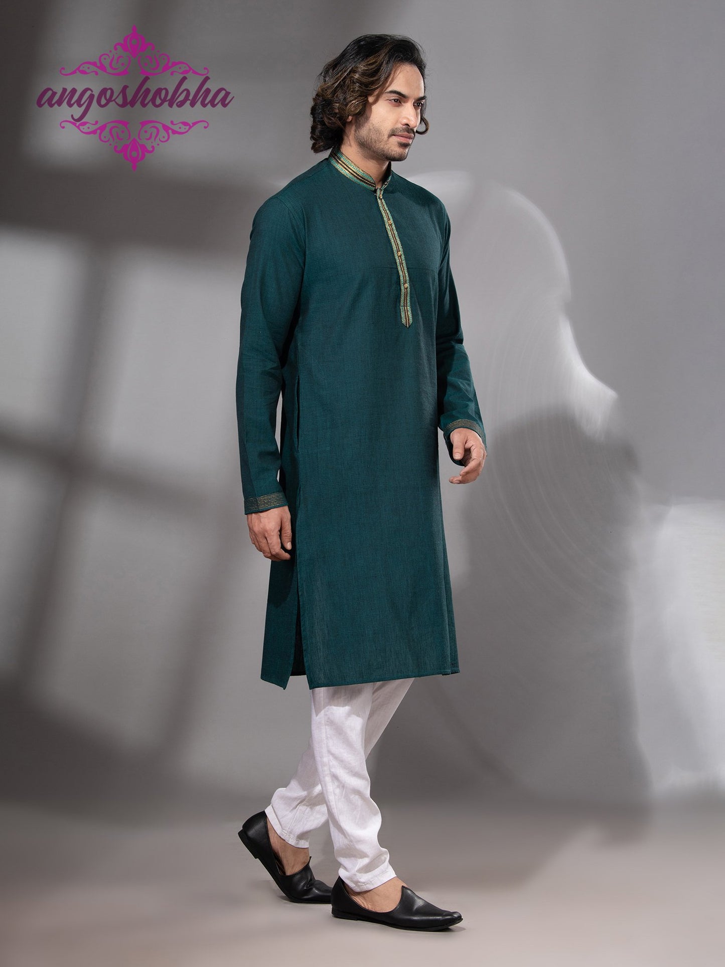 Bottle Green Cotton Men's Punjabi