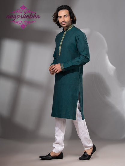 Bottle Green Cotton Men's Punjabi