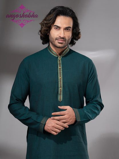 Bottle Green Cotton Men's Punjabi