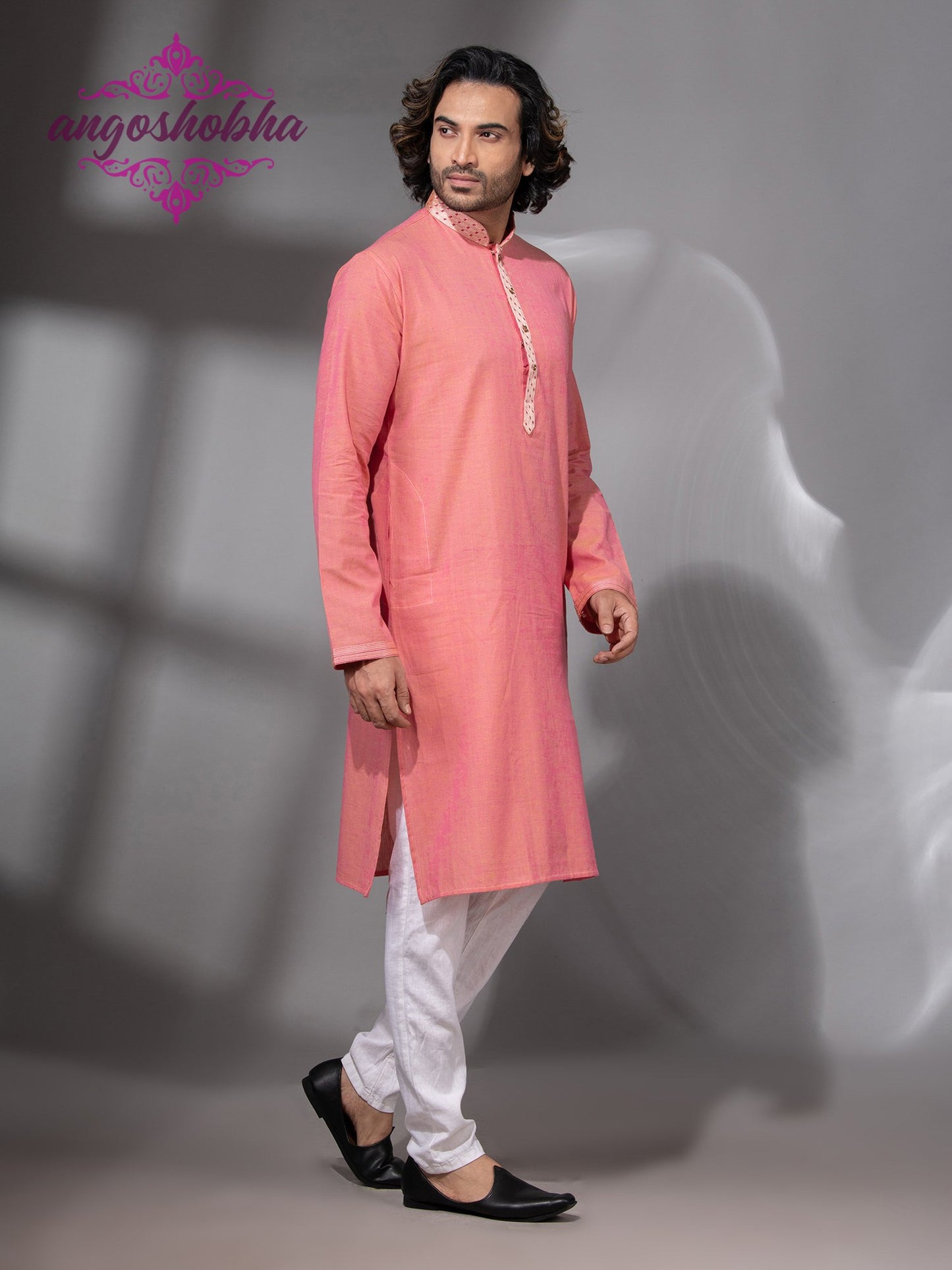 Peach Cotton Men's Punjabi