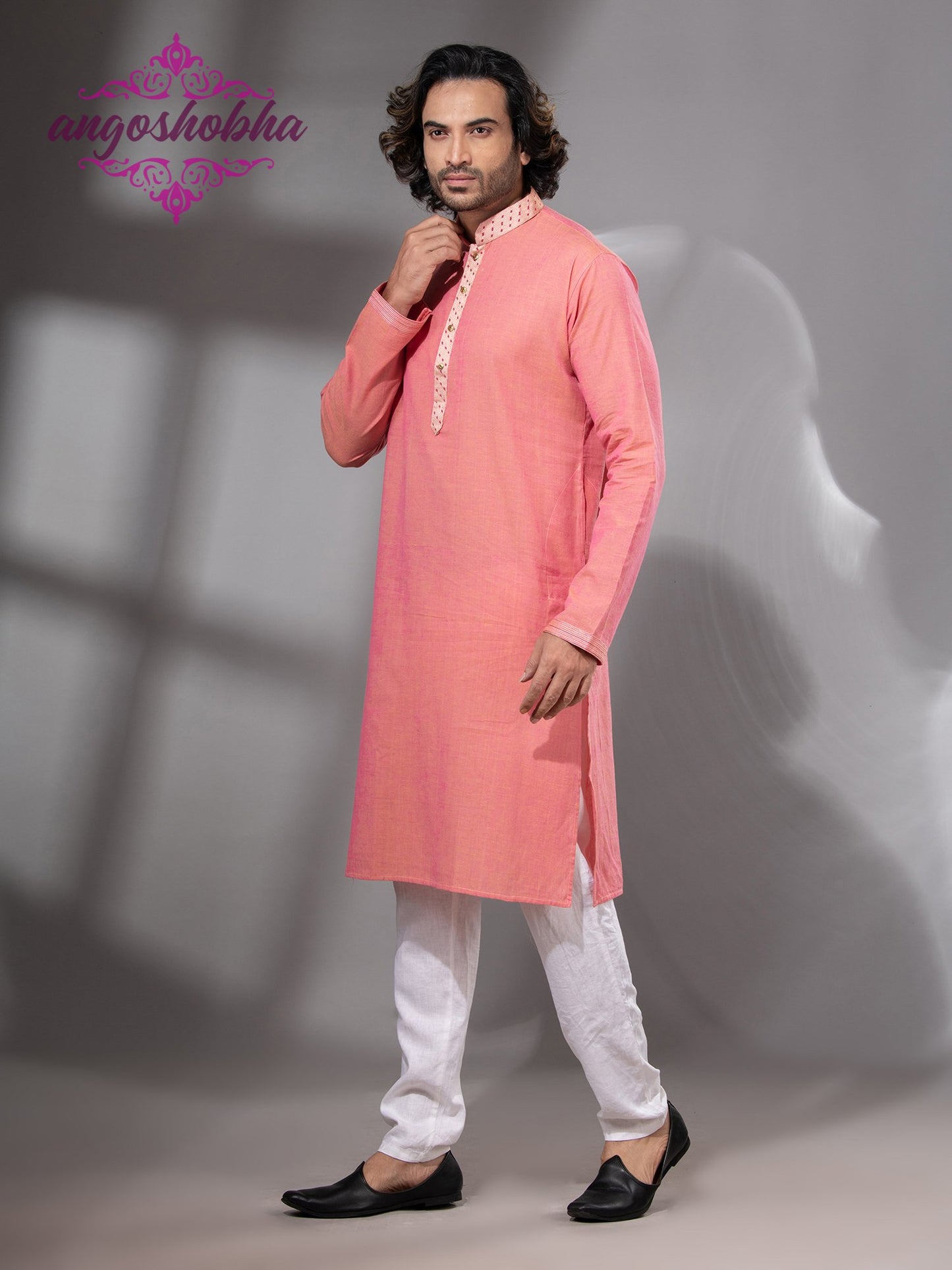 Peach Cotton Men's Punjabi