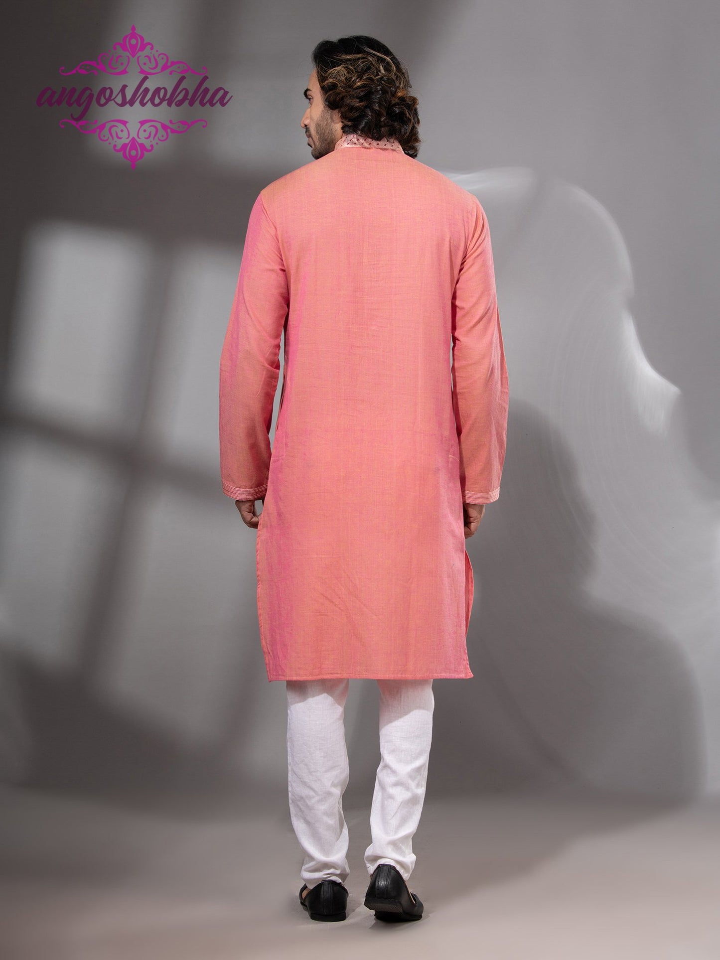 Peach Cotton Men's Punjabi