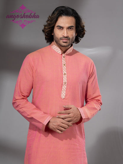 Peach Cotton Men's Punjabi