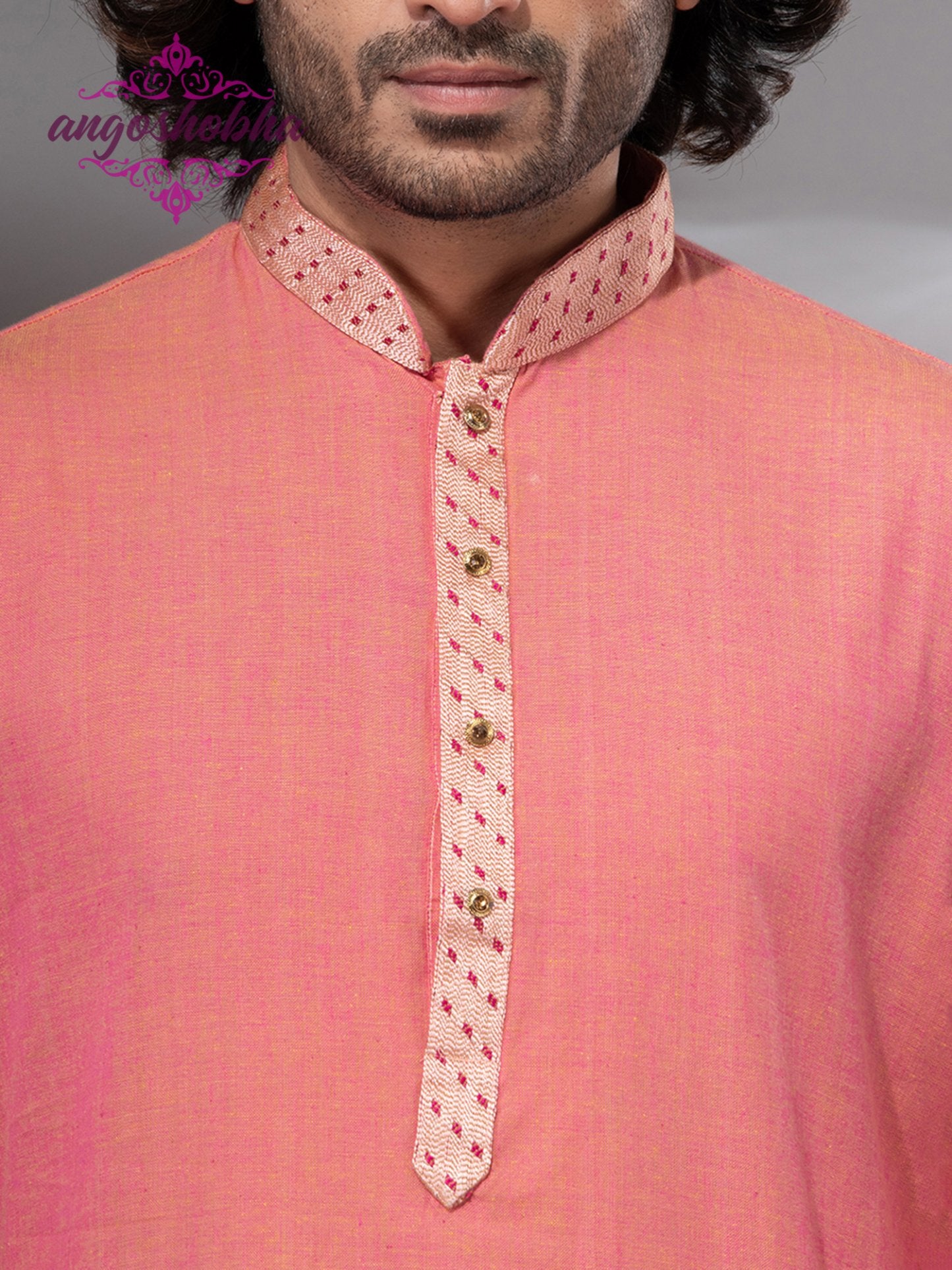 Peach Cotton Men's Punjabi