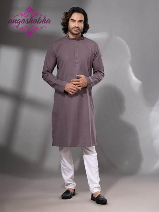 Dark Mauve Cotton Men's Punjabi