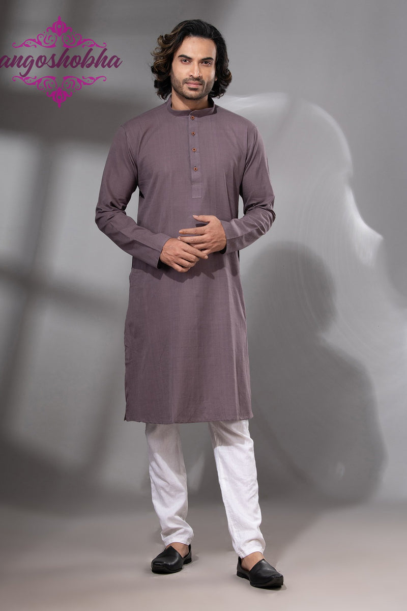 Dark Mauve Cotton Men's Punjabi