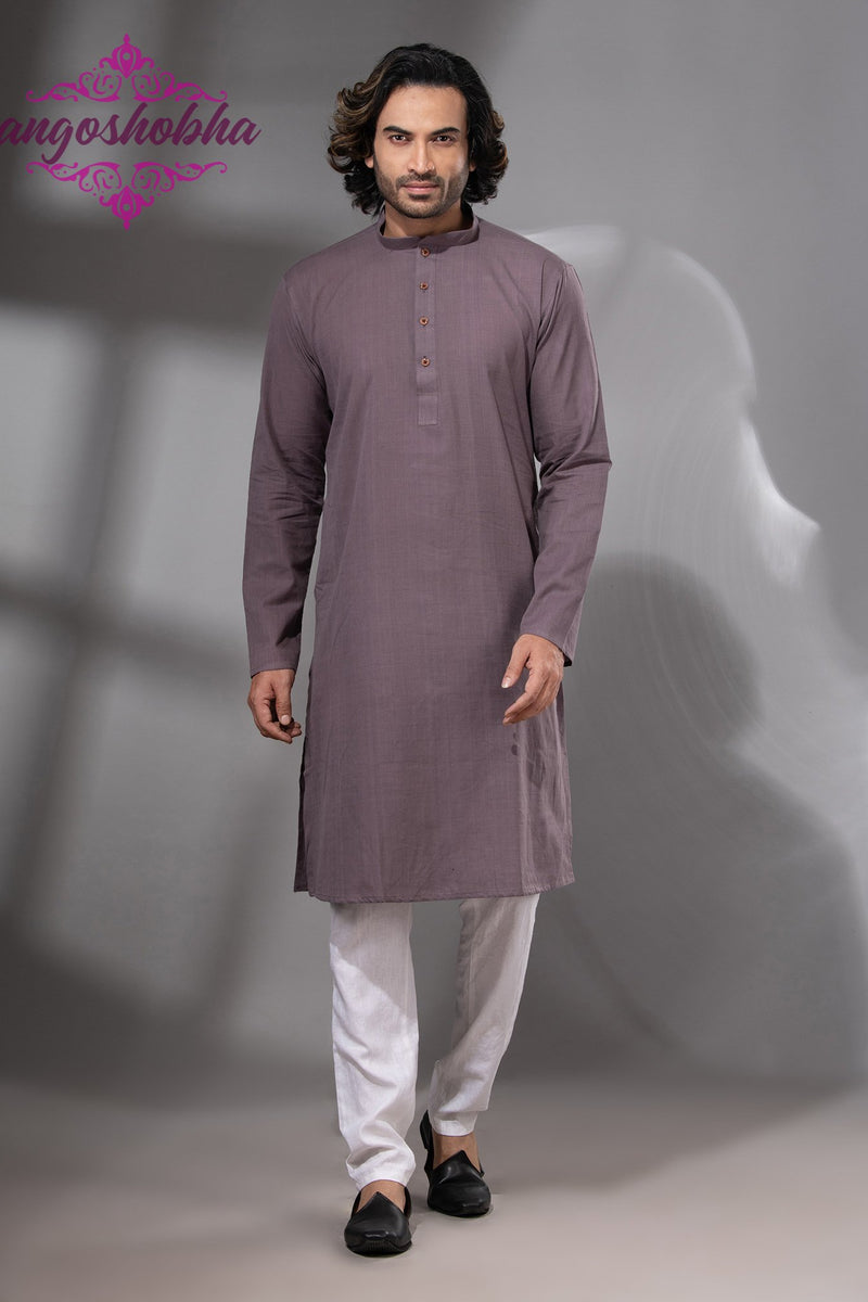 Dark Mauve Cotton Men's Punjabi