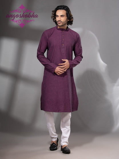 Plum Purple Cotton Men's Punjabi