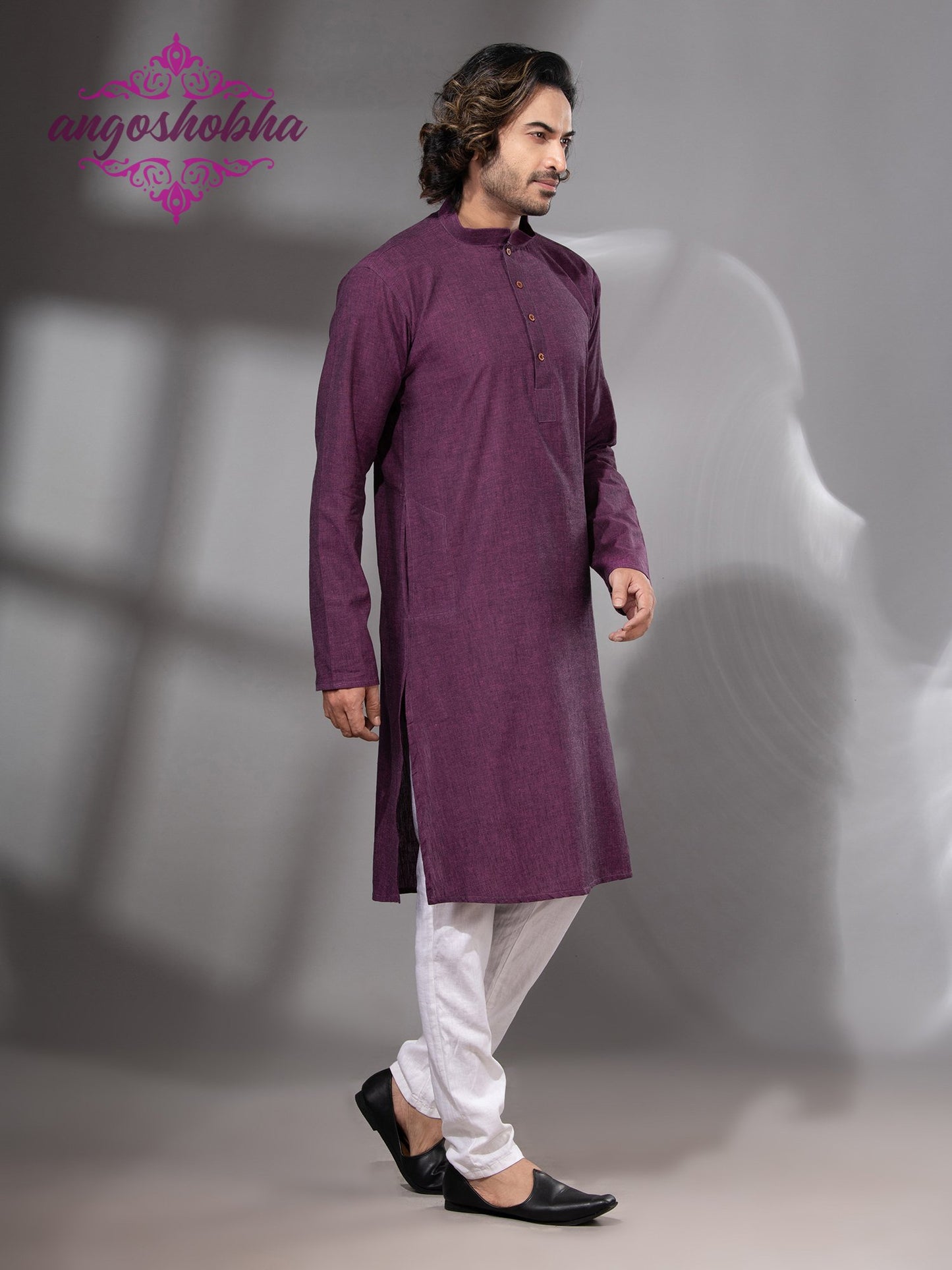 Plum Purple Cotton Men's Punjabi