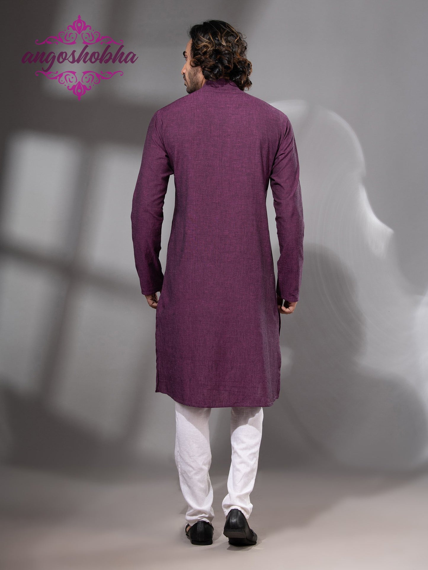 Plum Purple Cotton Men's Punjabi