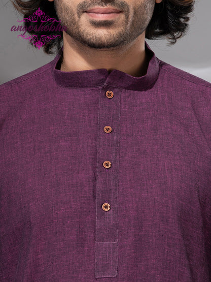 Plum Purple Cotton Men's Punjabi