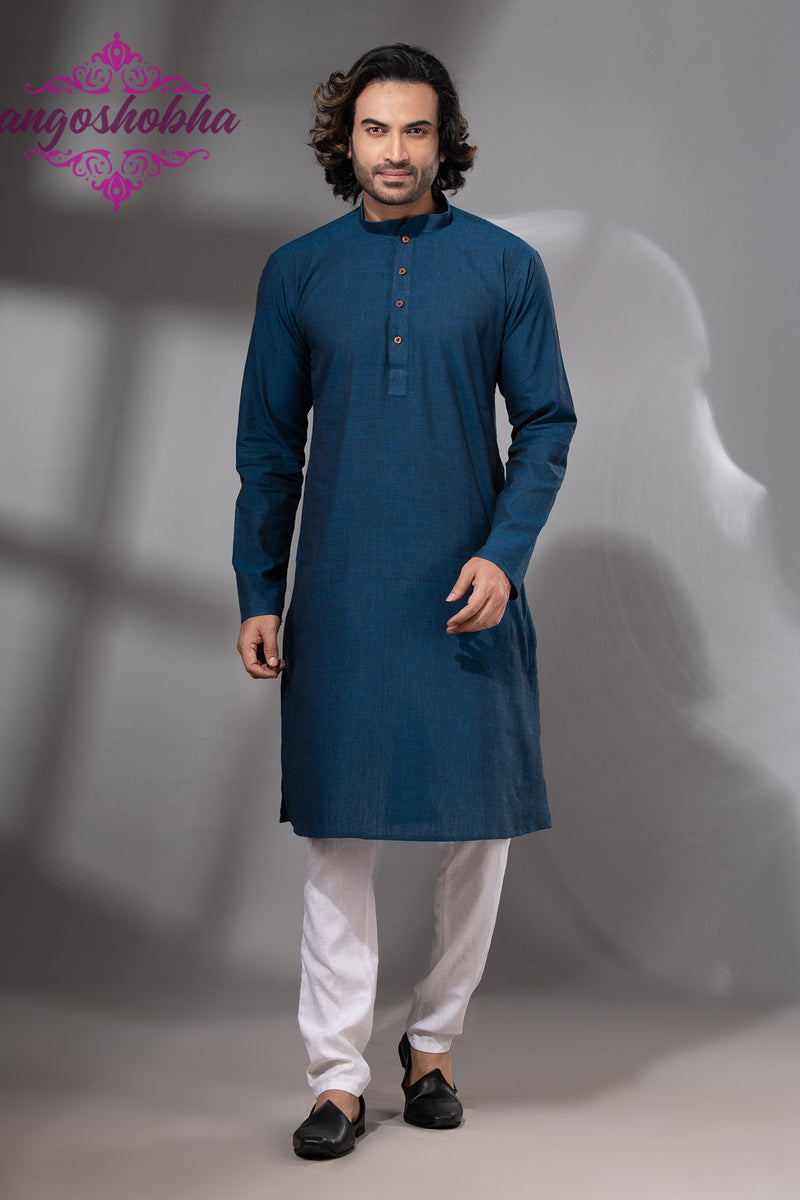 Indigo Blue Cotton Men's Punjabi