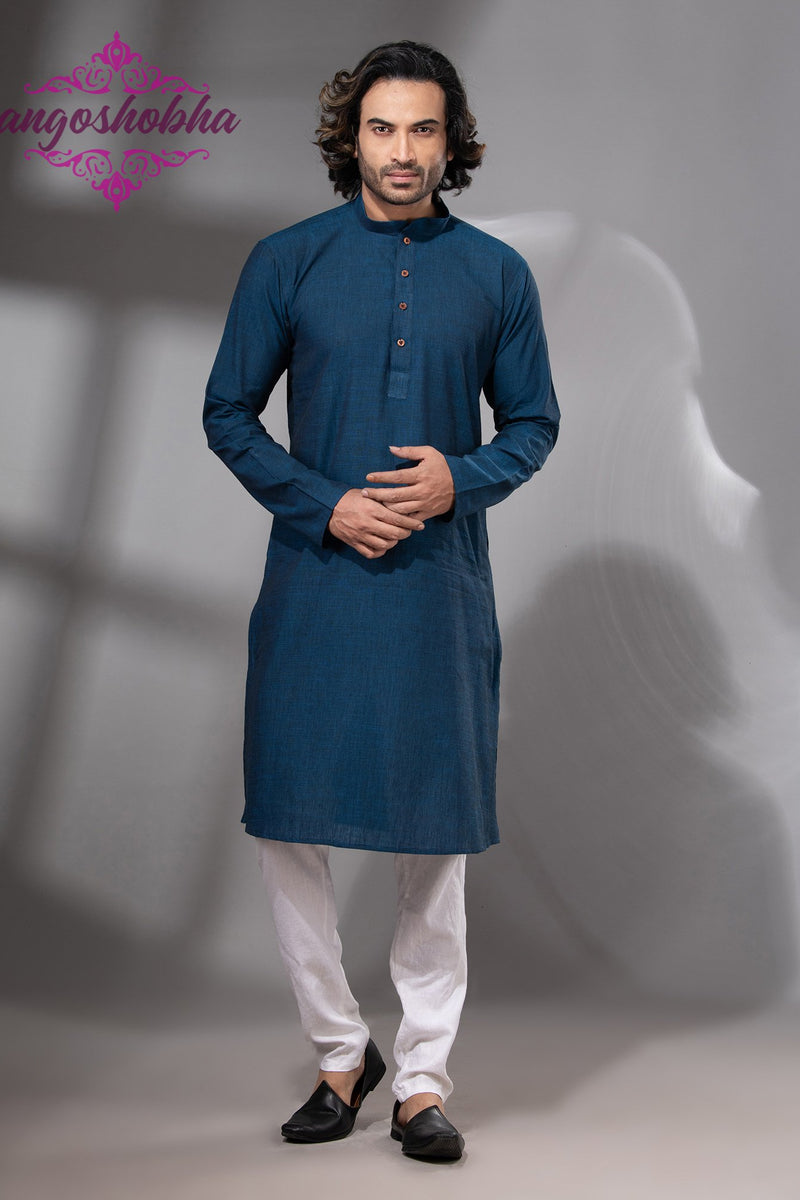Indigo Blue Cotton Men's Punjabi