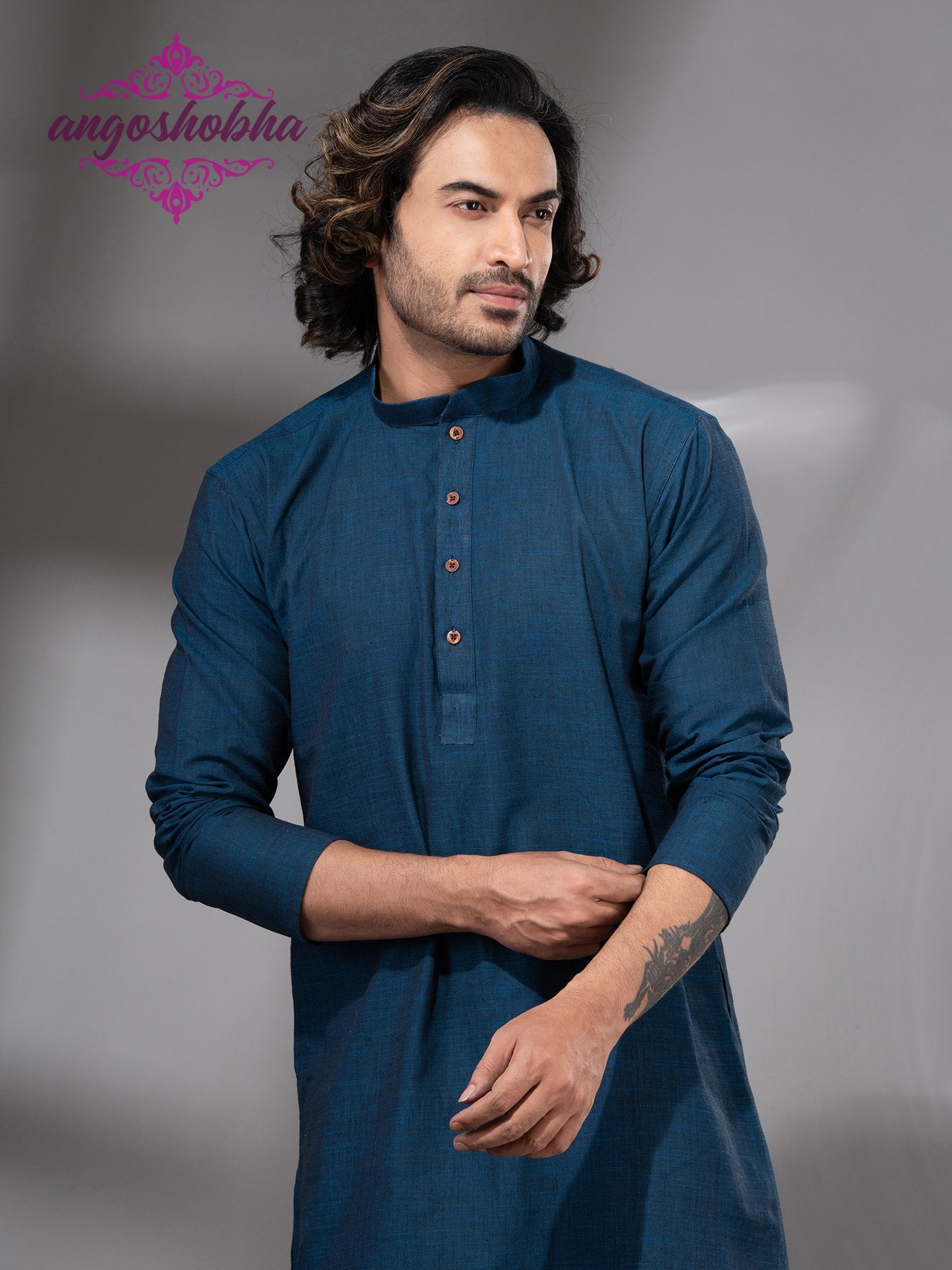 Indigo Blue Cotton Men's Punjabi